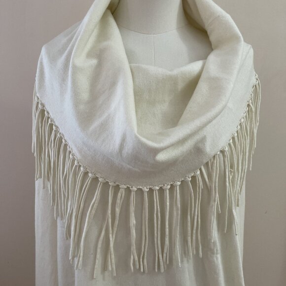 MICHAEL Michael Kors Fringe Cowl Neck Sweater Plus Size 3X Ivory Cozy Boho NWT - Picture 2 of 10